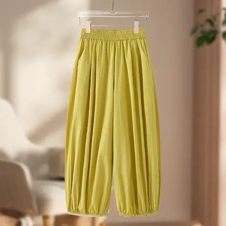 2025夏季新款韩系宽松阔腿裤九分灯笼裤薄款女松紧高腰休闲气球裤商品大图