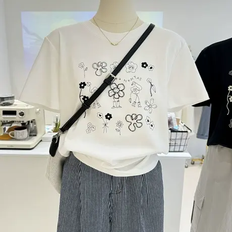 杭州四季青欧货女装批发广州十三行欧货上衣设计感短袖正肩T恤夏图片