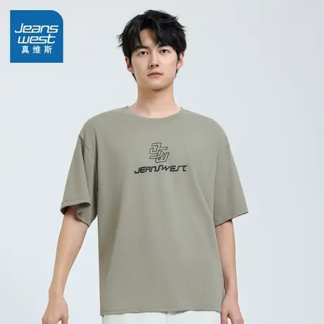 E8真维斯男装2024夏季新款 潮牌个性印花宽松圆领短袖薄款T恤商品大图