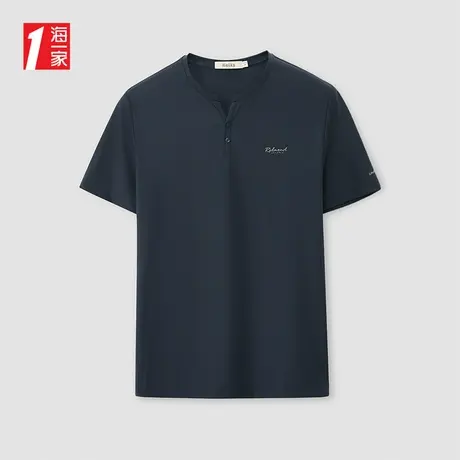 海一家时尚Y领短T2025年夏季新款舒适休闲男士短袖T恤图片