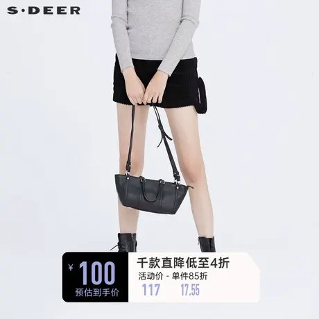 sdeer圣迪奥冬季女装复古时尚飘带拼接棉质灯芯绒短裤S20480912图片