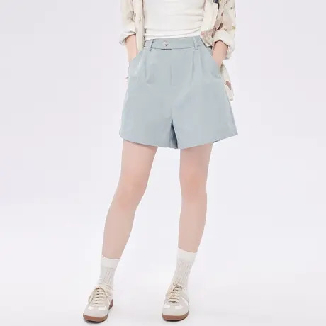 尔给休闲短裤女2024新款爆款夏季小个子外穿高腰a字显瘦阔腿裤商品大图