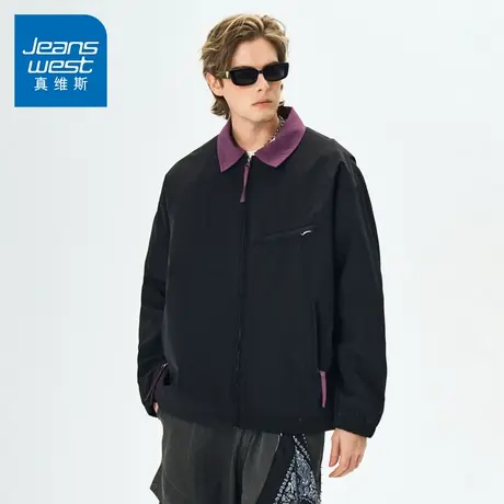 N5真维斯外套男2025秋季新款美式潮牌翻领宽松男士春秋装休闲夹克商品大图