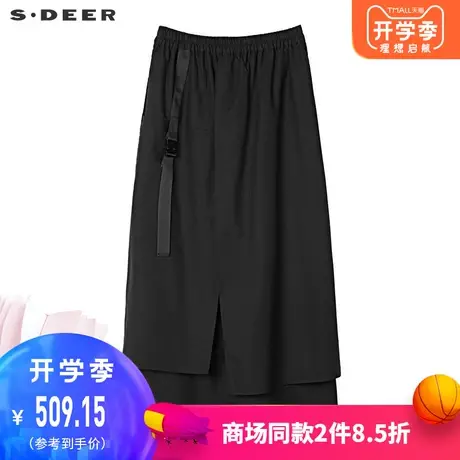 sdeer 🔐圣迪奥 🔑女装松紧腰身创意搭片织带元素阔腿长裤S19380802商品大图