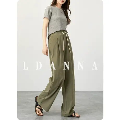 高腰垂感窄版阔腿裤女2025新款春夏薄款宽松拖地裤运动休闲直筒裤图片