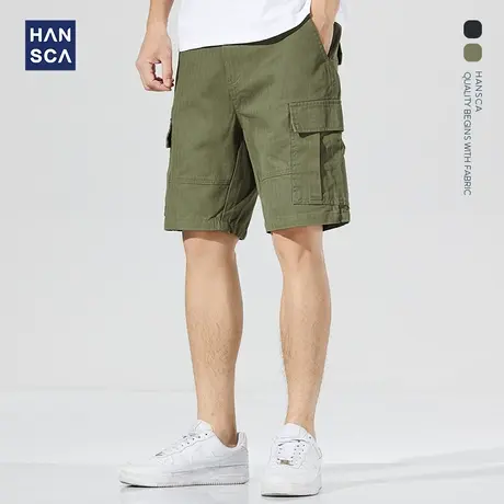 汉斯卡2021夏季薄款工装短裤男外穿宽松直筒潮流百搭休闲五分裤潮商品大图