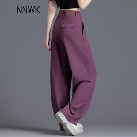 紫色牛仔裤女2025新款春秋季高腰美式裤子宽松bf慵懒风直筒阔腿裤商品大图