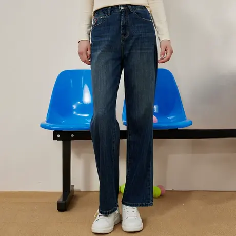 a02高腰复古显瘦街头风直筒裤秋季经典款百搭休闲女式牛仔裤商品大图