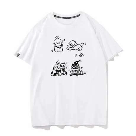 秀洛魔法小狗可爱卡通小狗狗半袖体恤T恤男短袖情侣装衣服纯棉图片