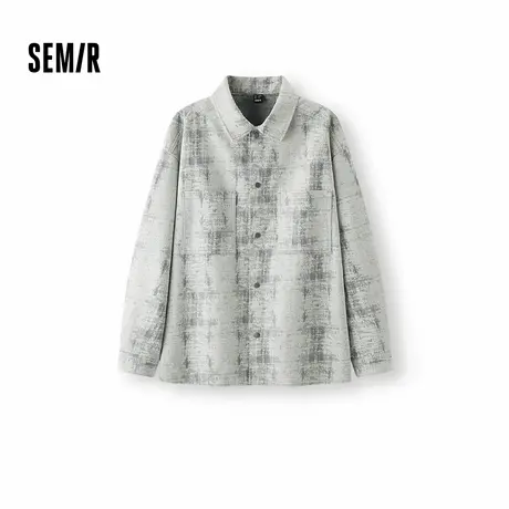 [商场同款]森马长袖衬衫男提花牛仔外套质感2025秋季新款夹克复古图片