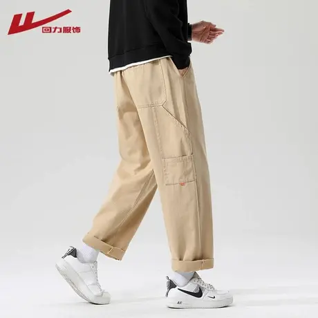 回力纯棉工装裤子男夏季薄款2025新款直筒阔腿长裤宽松运动休闲裤图片