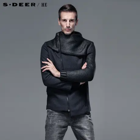 【新品】sdeer圣迪奥专柜正品男装冬装立领斜襟毛呢大衣2471741图片