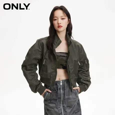 ONLY奥莱2024新款潮酷百搭抽褶设计防风立领短款外套女商品大图