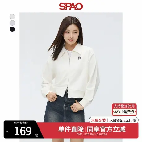 SPAO韩国同款2025年春季新品女士小熊Woodie翻领卫衣SPMWF12G51商品大图
