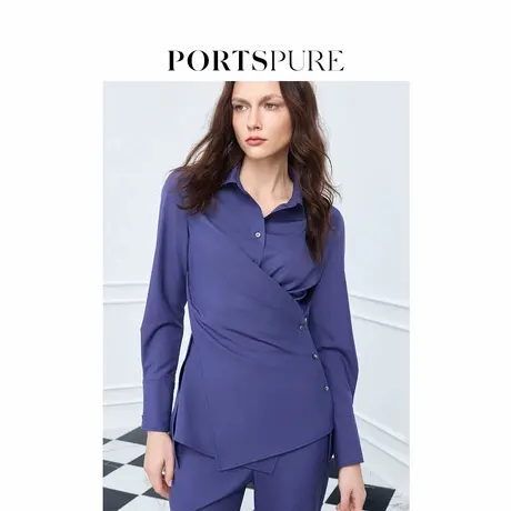 宝姿PORTSPURE女装2025夏季新品淡人不对称设计感收腰解构衬衫商品大图