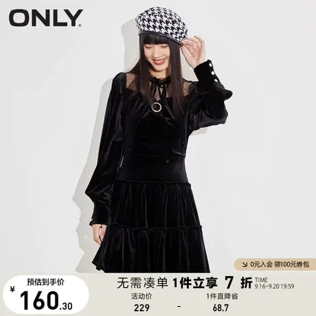 ONLY奥莱夏季网纱拼接长袖连衣裙女图片