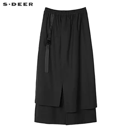 sdeer 🔑圣迪奥 🔒女装松紧腰身创意搭片织带元素阔腿长裤S19380802商品大图