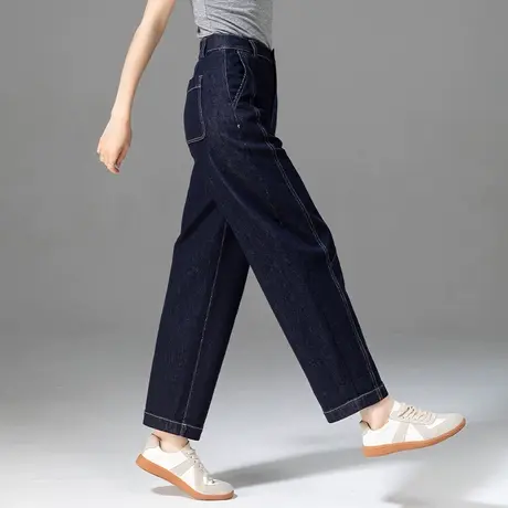 防褪色牛仔裤女镰刀裤25春新款九分萝卜裤阔腿高腰梨型身材哈伦裤商品大图