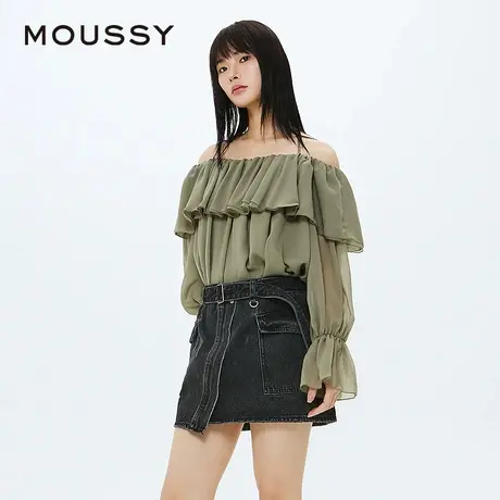 MOUSSY薄荷曼波风田园风一字领长袖衬衫女028HSZ30-0551图片