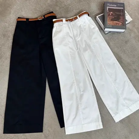 2025年夏季爆款高腰显瘦直筒休闲裤女装流行超好看时尚九分阔腿裤商品大图