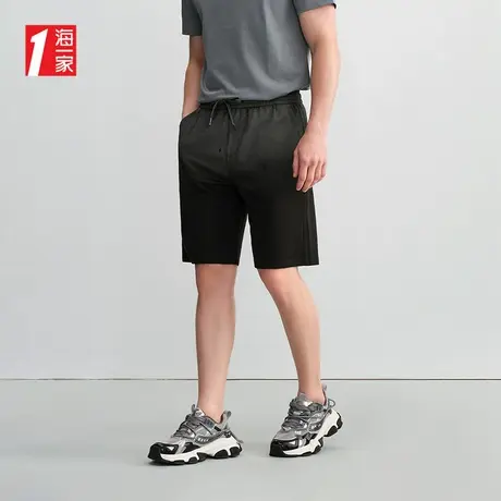 海一家简约抽绳五分裤2025夏季新款时尚渐变青年男士休闲中裤图片
