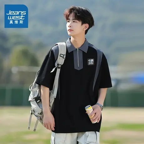 DS真维斯短袖上衣男女同款 2025夏季新款 时尚男款Polo领短袖男装商品大图