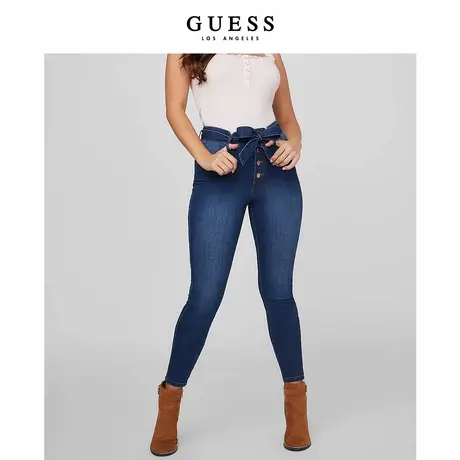 GUESS新夏女士美式复古时尚显瘦水洗高腰牛仔长裤-Q1PA09D3N00商品大图