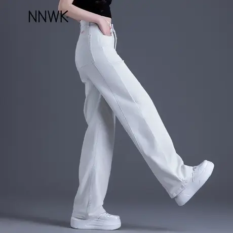 灰色窄版直筒牛仔裤女2025新款夏季薄款小个子裤子高腰显瘦阔腿裤图片