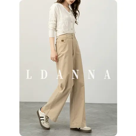 小个子显瘦裤子高腰窄版阔腿裤女2025新款春秋休闲裤卡其色直筒裤商品大图