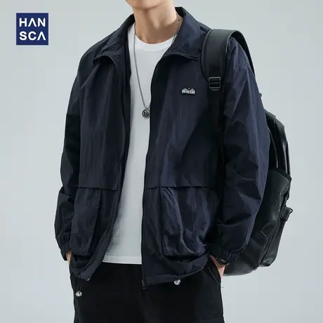 hansca宽松日系2024秋季新款工装外套男轻薄透气户外钓鱼簿款夹克商品大图