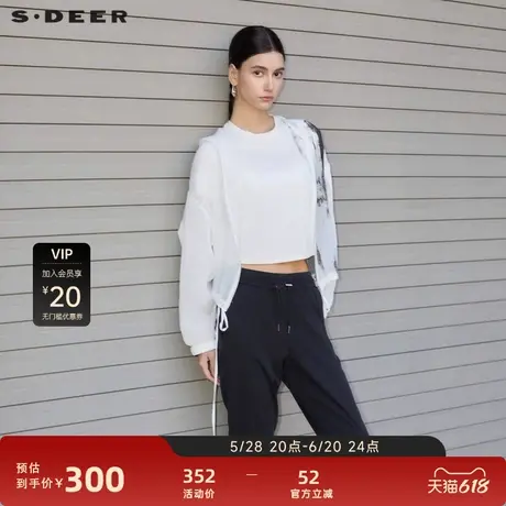sdeer圣迪奥女装时尚连帽水墨晕染收腰轻薄外套S24282202图片