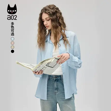a02肌理感长袖衬衫女2025春夏新款莱赛尔防晒宽松薄款外套上衣商品大图