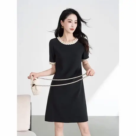 爵莱菲大码小香赫本风连衣裙女夏2025新款名媛气质法式小黑裙商品大图