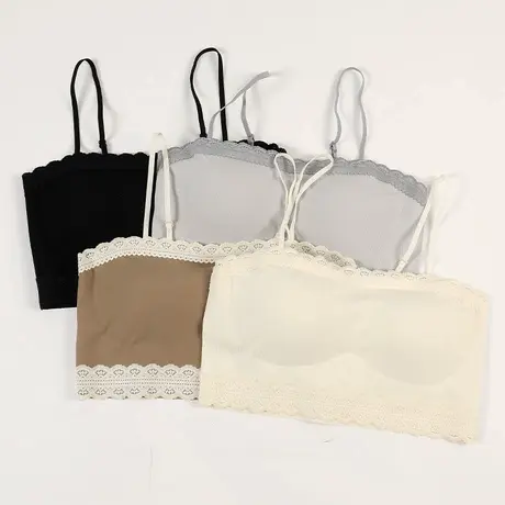 2025新款蕾丝花边无痕美背裹胸舒适无钢圈抹胸一体式小背心打底商品大图