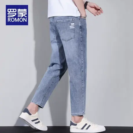 罗蒙九分牛仔裤男士夏季薄款宽松直筒2025新款百搭弹力休闲裤子男图片