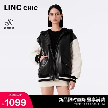 LINCCHIC金羽杰短款轻薄羽绒服女新款皮夹克短款夹克外套女商品大图