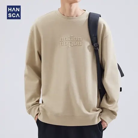 hansca美式卫衣男圆领套头春季新款潮牌宽松大码印花休闲百搭长袖商品大图