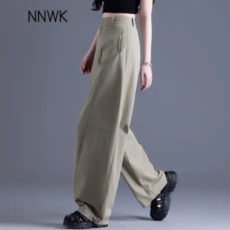 弯刀阔腿裤女2025新款夏季薄款宽松休闲裤子设计感高腰速干镰刀裤图片