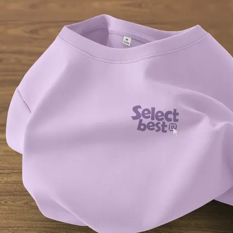 JR真维斯紫色纯棉短袖t恤女2024新款夏季别致纯色打底衫宽松上衣商品大图