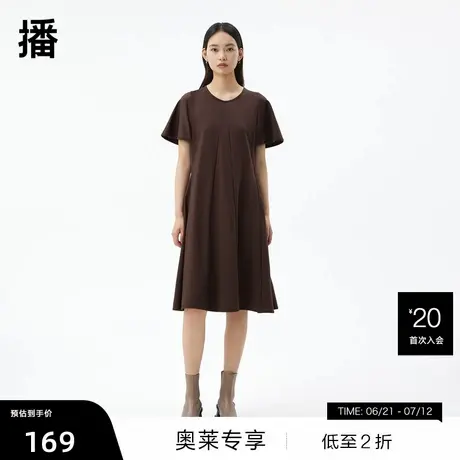 【播奥莱】播商场同款秋立体分割线拱形小飞袖连衣裙女BDQ3LD0598商品大图