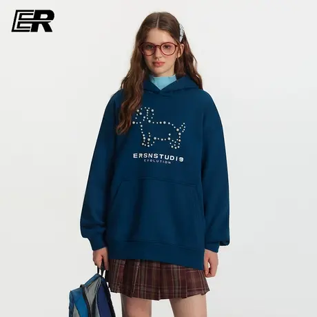 ER钉珠小狗重磅卫衣男2025秋季oversize潮牌美式复古帽衫情侣外套图片