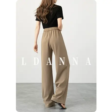 高腰垂感阔腿裤女2025新款春夏薄款慵懒风裤子宽松裙裤弹力直筒裤商品大图