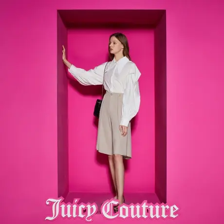 Juicy Couture橘滋春夏新款淡雅知性立体折裥宽松阔腿女休闲裤商品大图