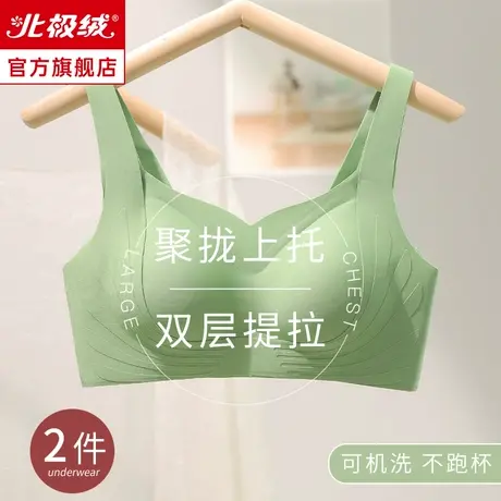 无痕内衣女大胸显小胸聚拢无钢圈调整型收副乳防下垂美背文胸罩商品大图