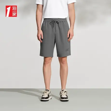 海一家简约抽绳五分裤2025夏季新款时尚有型青年男士休闲中裤图片