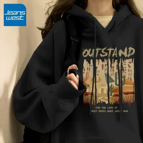 KV真维斯加绒连帽卫衣女春秋季2025新款爆款时尚洋气外套大码上衣商品大图