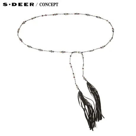 s.deer【新品】圣迪奥时尚切割优雅流苏装饰腰链S16284365图片