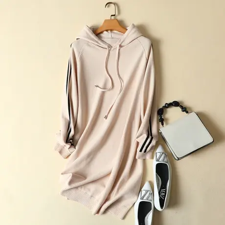 毛衣女宽松外穿2023新款韩版洋气针织衫上衣连帽水貂绒中长款卫衣商品大图