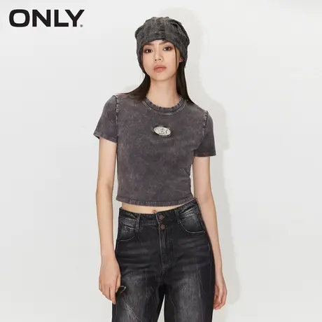 ONLY奥莱夏季时尚复古潮流修身短袖圆领短款T恤女图片