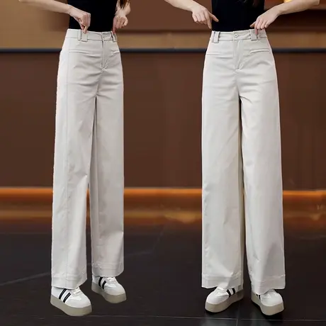 职业西装窄版直筒裤女春夏新款小个子天丝棉休闲裤高腰显瘦阔腿裤商品大图